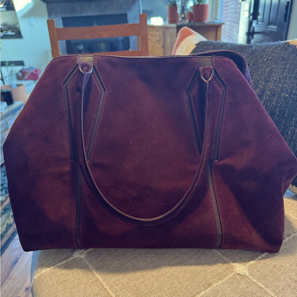 Aquatalia Large Parma Suede Tote in gorgeous burgundy suede